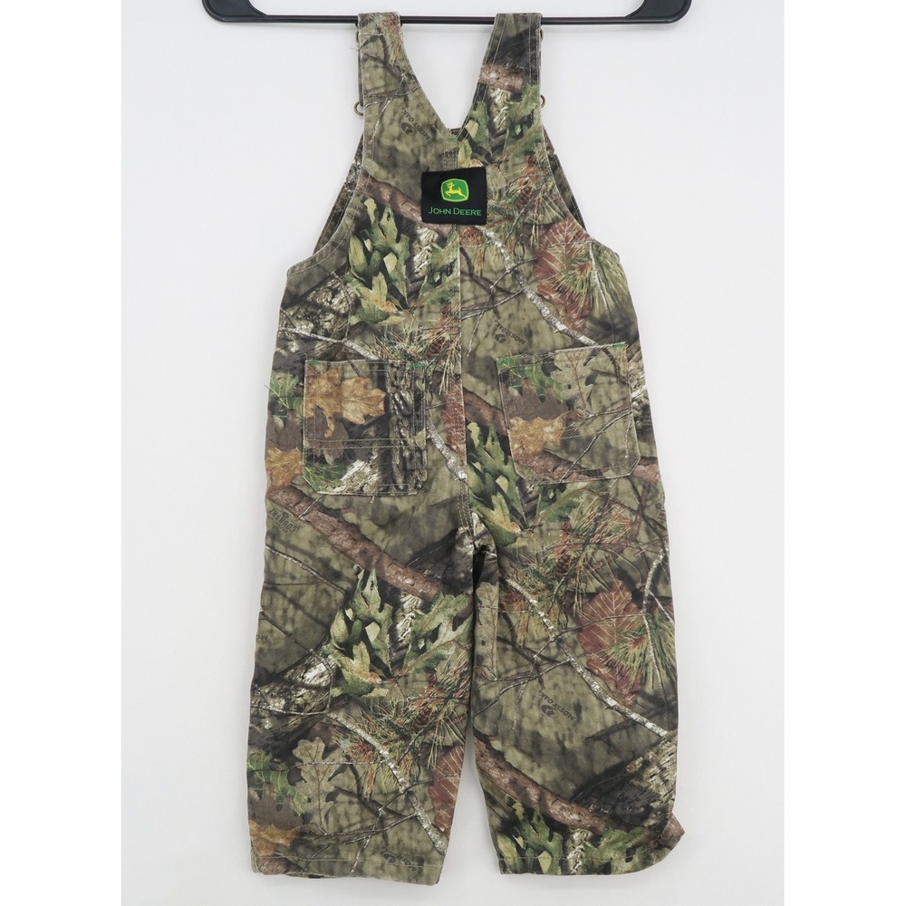 John Deere Mossy Oak Camouflage Overalls Toddler 2T Cotton Forest Camo Green - Picture 2 of 8
